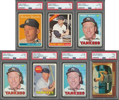 1955-1969 Topps Mickey Mantle PSA-Graded Collection (7)